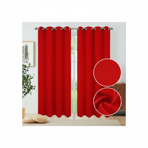 Rideaux en polyester rouge 140x228cm avec 8 œillets 32 ensembles par boîte cantonnières élégantes - Product Image 1