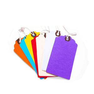 Rectangle Flag Labels White Paper Garment Tags with <b>String</b> and Wooden Hole for Clothing Use - Product Image 4