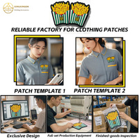 XINGXINDA Patchs thermocollants en forme de cœur, motif frites de dessin animé, écologiques, avec broderie de logo personnalisé en PVC, pour vêtements de travail, sweats à capuche et vestes