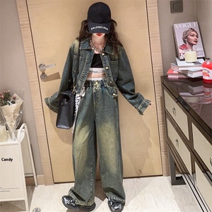 Completo Due Pezzi in Denim Casual e Carino per Ragazze, Traspirante in Poliestere/Cotone, Nuova Moda Primaverile e Autunnale per Bambini <span class=keywords><strong>Online</strong></span> - Product Image 3