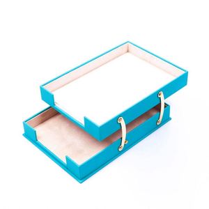 Ensemble de bureau en cuir turquoise avec porte-documents, organiseur de bureau et autres accessoires – Espace de travail élégant et bien organisé - Product Image 2