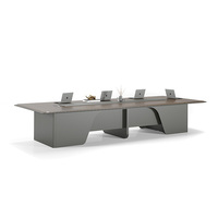 Table de conférence ronde moderne de luxe, grande table de réunion avec base en métal gris, mobilier de bureau commercial, grande taille, en bois