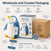 Jouet pour chien en peluche pingouin couineur avec papier froissé, jouet doux pour animaux de compagnie, emballage personnalisé, vente en gros