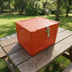 Alwin Plastic Cooler <b>Box</b> Rectangle Insulated Outdoor <b>Camping</b> Classic Style Red PP Material - Product Image 4