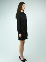 Robe Chemise Plissée en Satin à Manches Longues pour Femme, Mode Printemps, Longueur au-Dessus du Genou, Idéale pour le Bureau