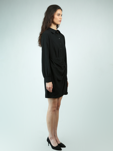 Robe Chemise Plissée en Satin à Manches Longues pour Femme, Mode Printemps, Longueur au-Dessus du Genou, Idéale pour le Bureau - Product Image 3