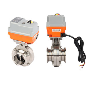 DC12/24V AC110V/220V/380V Điện Cơ Giới vệ sinh Van bướm IP67 DN55-DN300 SS304/SS316 Van điều khiển nước tự động - Product Image 1