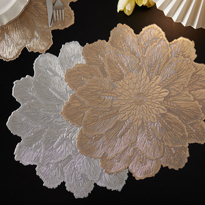 Nordic Minimalist Injection Molded PVC <b>Placemat</b> Gold And Silver Round Waterproof Heat Insulation Mat <b>For</b> <b>Table</b> Decor - Product Image 4