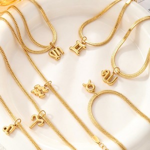 Bracelet minimaliste tendance avec breloques des 12 constellations du zodiaque, chaîne serpent en acier inoxydable plaqué or 18 carats, bijoux pour femmes - Product Image 4