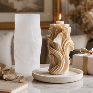 Stampo in <span class=keywords><strong>Silicone</strong></span> 3D per <span class=keywords><strong>Candele</strong></span> a Forma di Colonna Floreale, Stampo per <span class=keywords><strong>Candele</strong></span> Aromaterapiche con Fiori in Rilievo per Decorazioni Fatte a Mano - Product Image 2