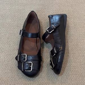 Nouvelle Collection 2026 – Escarpins Femme en Cuir Véritable Ambré à Talon Compensé, Bout Carré et Boucle Unique - Product Image 5