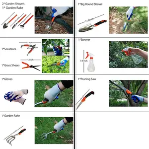 Juego de herramientas de jardinería, Kit de herramientas de mano y utensilios esenciales para jardinería, incluye paleta de pala y rastrillo, 10 Uds.