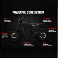 Motocicleta Eléctrica Todoterreno de 7000W de Potencia Máxima, 72V, Tracción Media, Alta Velocidad, Motocross Eléctrica para Adultos