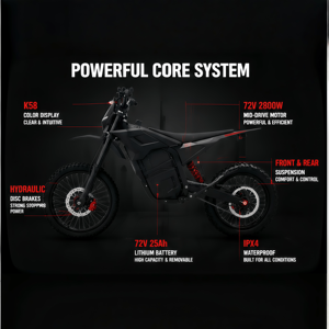Moto électrique tout-terrain homologuée 7000W de pointe, 72V, à transmission centrale, haute vitesse, pour adulte - Product Image 2