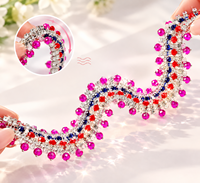 Chaîne de strass colorée en gros, garniture perlée en cristal pour bijoux, chaussures, sacs, accessoires de robe de mariée