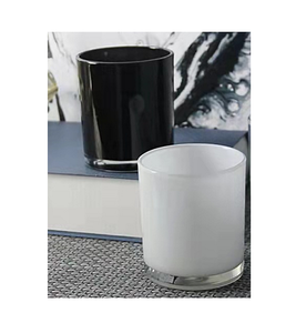 BESTSUN in bulk 7oz 10oz 14oz empty painted inside candle vessels with lid glossy black white glass candle jar for candle making