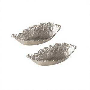 Ensemble de 2 bols décoratifs couleur argent, aluminium de la plus haute qualité, pour servir des desserts, provenant d'un fabricant en Inde - Product Image 1