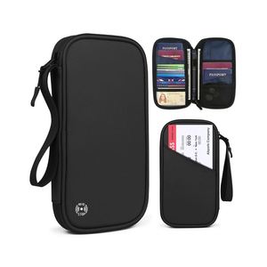 Portefeuille de voyage multifonctionnel personnalisé avec logo, porte-passeport RFID, organiseur de documents, porte-cartes de crédit, porte-argent - Product Image 1
