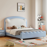 Lit king size moderne européen luxueux et durable avec cadre en bois de pin, rembourrage en cuir capitonné et sommier tapissier souple avec rangement