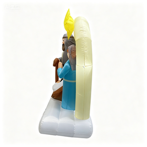 Décoration de Noël gonflable de 6 pieds de haut, scène de la Sainte Famille illuminée avec étoile LED, pour jardin, extérieur - Product Image 4