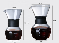 Nouvellement en verre verser sur la cafetière avec filtre en acier inoxydable goutteur à café cafetière en verre avec ensemble de filtres permanents