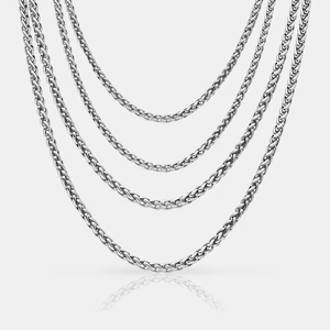 Fabricantes al por mayor Chapado en oro de acero inoxidable Cadena DE TRIGO Joyería 3mm 5mm Collar de cadena trenzada gruesa - Product Image 6