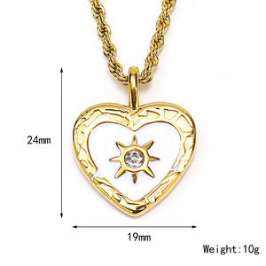 ข้ามพรมแดนอินสตาแกรมเฉพาะย้อนยุคหยดน้ํามันรูปหัวใจโซ่บิดสร้อยคอเหล็กไทเทเนียมหญิงสแตนเลสแทรกเพทายรัก - Product Image 1