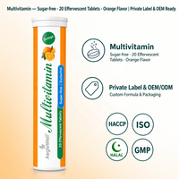Comprimés effervescents multivitaminés, saveur naturelle d'orange, tube de 20 unités, dissolution rapide, complément nutritionnel multivitaminé quotidien