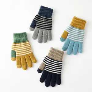Winter Unisex Knitted Striped Smartphone Gaming Touch Screen Outdoor Sports Travel Keep Warm Gloves