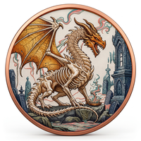 Pièce décorative en cuivre pur 999 de 1 oz, motif Dragon Gardien, Art Métallique 3D en Relief, Finition anti-UV, Symbole de Force
