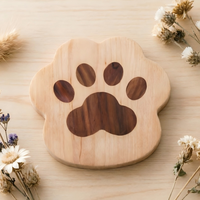 Sous-verre créatif en bois en forme de patte de chat, mignon, en bois massif, isolant thermique, pour théière et tasse