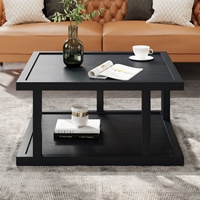 Tables basses carrées en bois massif peintes en noir au design unique, mobilier d'hôtel
