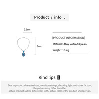 Collier pendentif ovale en résine bleue, boucles d'oreilles pendantes, bijoux, accessoires de déclaration avec halo de cristaux, colliers de mariée de luxe vintage pour femmes