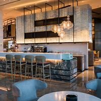 Solution clé en main pour hôtel 3 étoiles, mobilier de luxe sur mesure, comptoir de bar et ensemble de canapés pour le hall d'hôtel