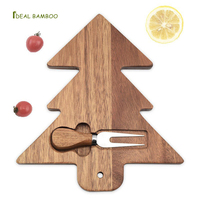 Ecologisch verantwoorde acaciahouten kerstboom snijplank met roestvrijstalen vork voor keuken cadeau