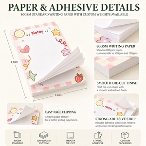 Custom Logo 4x6in Sticky Notepad - 50 Sheets Bulk <strong>Memo</strong> <strong>Pads</strong> Recycled Paper Free Branding Proof for Corporate Gift Sets - Product Image 2