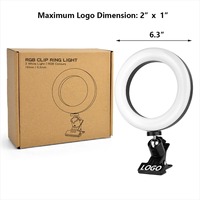 Lampe annulaire LED réglable à clipser pour selfie, avec contrôle USB, intensité variable, pour ordinateur de bureau, éclairage vidéo et photographie