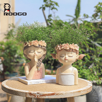Roogo mendengarkan peri Pot anak perempuan penataan bunga ukuran sedang penanam dekoratif Rumah dan Taman harga grosir hadiah Bonsai