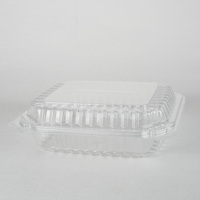Boîte en plastique BOPS à couvercle rabattable très transparente et résistante à la chaleur pour sushi pizza pâtes à emporter emballage alimentaire cuit