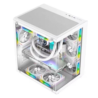 LY New Design 2 Glass Computadoras Casing Full View Pc Gamers case Completo Desktop Computer Atx Gaming case with ARGB Fans