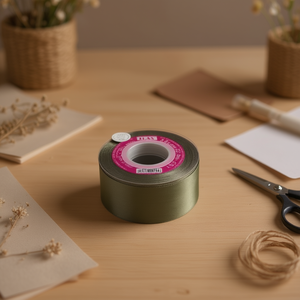 ริบบิ้นผ้าซาติน Ilan ขนาด 3.8 ซม. ยาว 25 หลา สีเขียวมะกอก D-45 10300 - Product Image 2