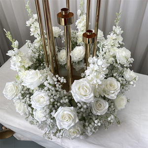 GreenLife - Centro de Mesa Floral con Rosas y Flores de Baby Breath para Decoración de Mesa de Boda, Portavelas - Product Image 4