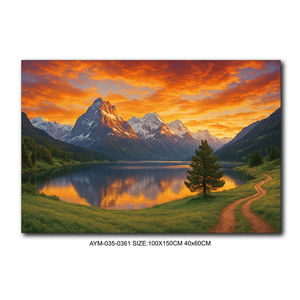 Quadro in Acrilico con Paesaggio Montano al Tramonto, Dipinto Scenico per <span class=keywords><strong>Soggiorno</strong></span> e Camera da Letto, Decorazione per la Casa - Product Image 1