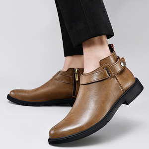 Botas <span class=keywords><strong>Chelsea</strong></span> Retro para Hombre, de Cuero Genuino, Cómodas, Modernas, Transpirables, Antideslizantes, con Malla de PU para Entrenamiento, Primavera - Product Image 3