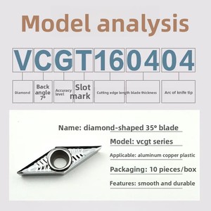 Plaquettes en carbure VBGT VBGT1604/VBGT1103, forme losange, pour tournage extérieur et intérieur, 35 degrés, pour aluminium - Product Image 5