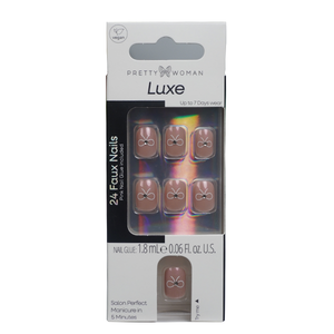 Uñas Postizas con Diseño de Lazo Francés Parisino, Marca Privada, Calidad de Salón, Pretty Woman, OEM ODM, Uñas a Presión, Forma de Almendra, ABS - Product Image 3