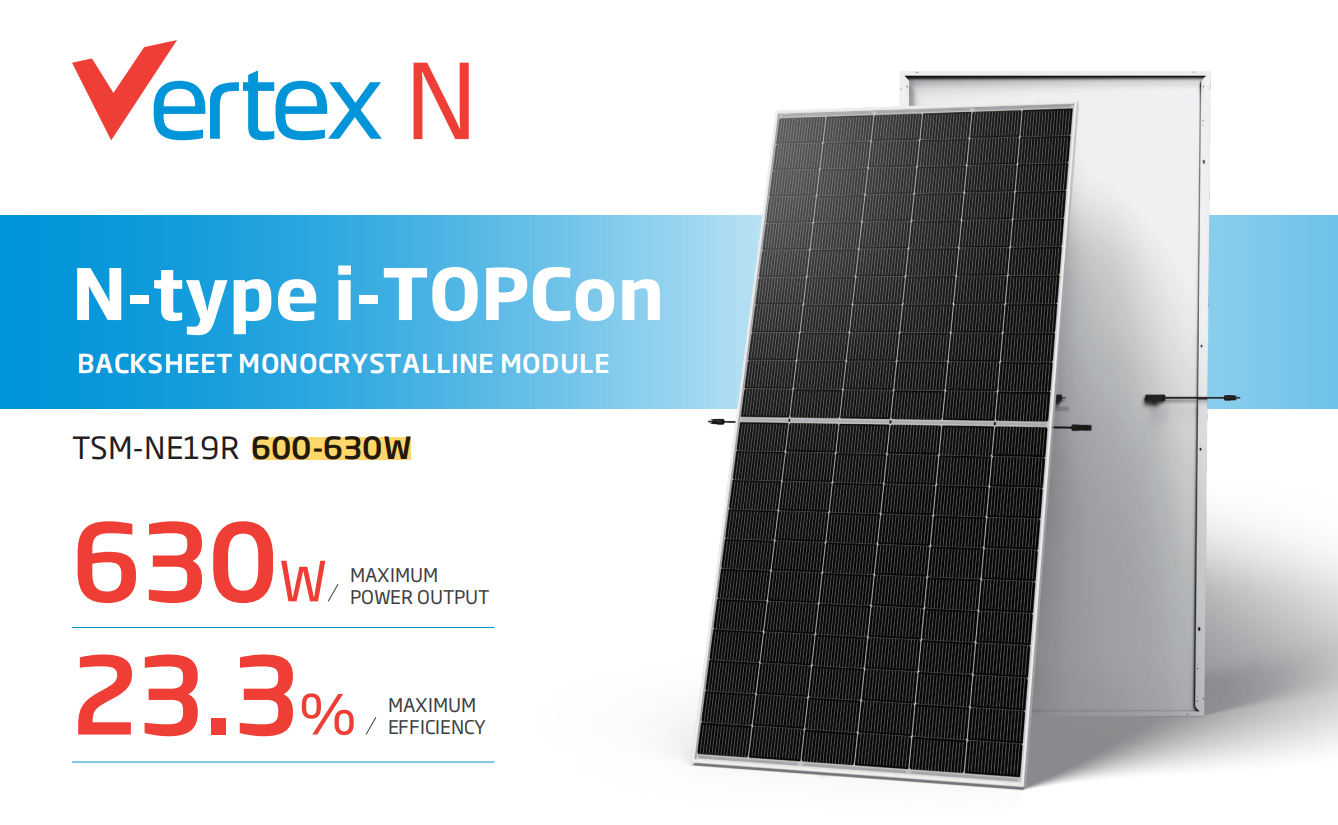 Trina Solar Panels Vertex N TSM-NE19R 600W 605W 610W 615W