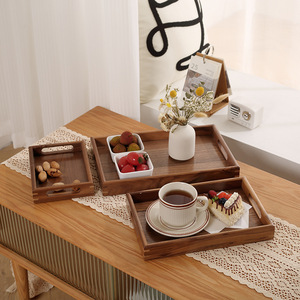 Rectangular Beechwood <b>Tea</b> <b>Tray</b> With Black Walnut Handles For Serving Teacups And Dishes Hotel Coffee <b>Tea</b> Use - Product Image 2