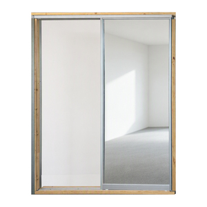 <span class=keywords><strong>Porte</strong></span> de placard <span class=keywords><strong>coulissante</strong></span> miroir Wekis, cadre en aluminium noir, système double panneau à glissière pour armoire et <span class=keywords><strong>dressing</strong></span>, fourniture pour projets - Product Image 2