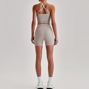 Conjunto Deportivo Profesional de Secado Rápido de <span class=keywords><strong>2</strong></span> Piezas para Mujer, Sujetador Deportivo con Tirantes y Pantalones Cortos Deportivos, Conjunto de Ropa Deportiva de Alta Elasticidad para Correr - Product Image 5